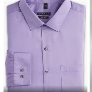 DXL Big & Tall Non-Iron Sateen Button-Up Dress Shirt English Lilac sz 24 Easter